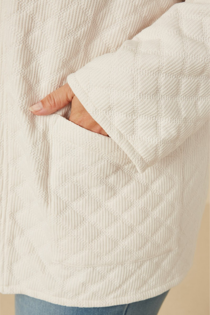 Fallon Quilted Cardigan in Ivory