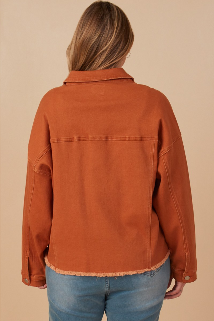 Josie Stretched Twill Cropped Jacket in Orange