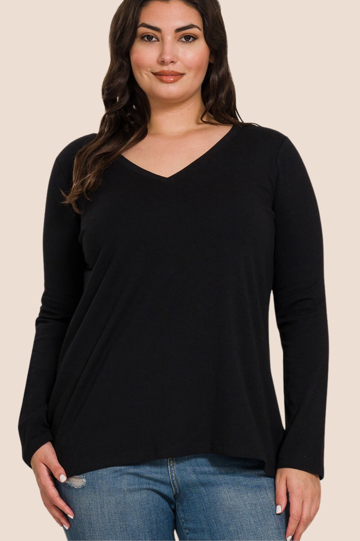 Kendra V-Neck Long Sleeve T-Shirt