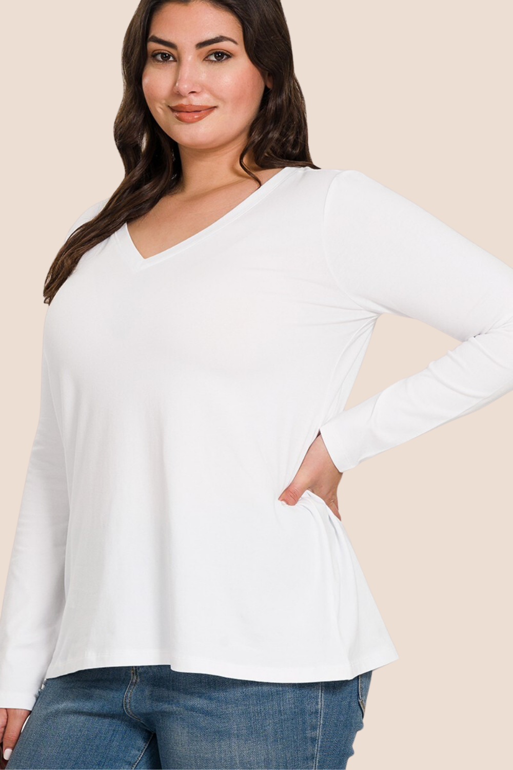 Kendra V-Neck Long Sleeve T-Shirt