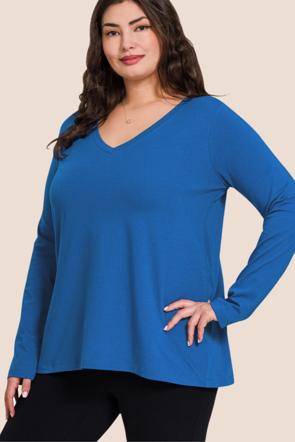 Kendra V-Neck Long Sleeve T-Shirt