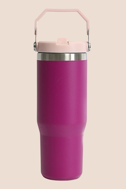 30OZ Stainless Steel Flip Straw Tumbler in Wine