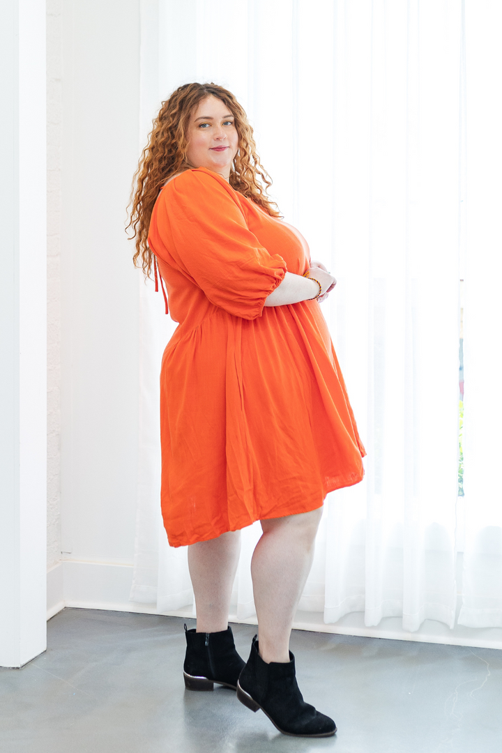 Elizabeth Short Sleeve Dress in Orange