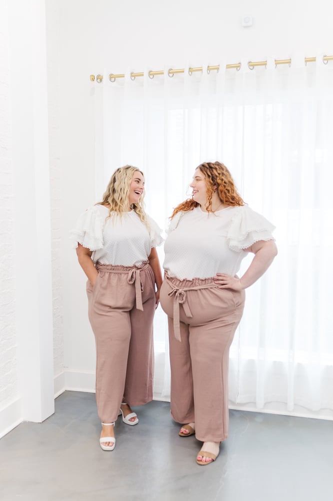 Ingrid Tie Waist Wide Leg Pants in Tan