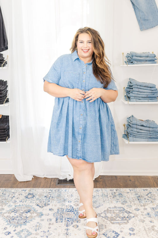 Magnolia Denim Tiered Mini Dress