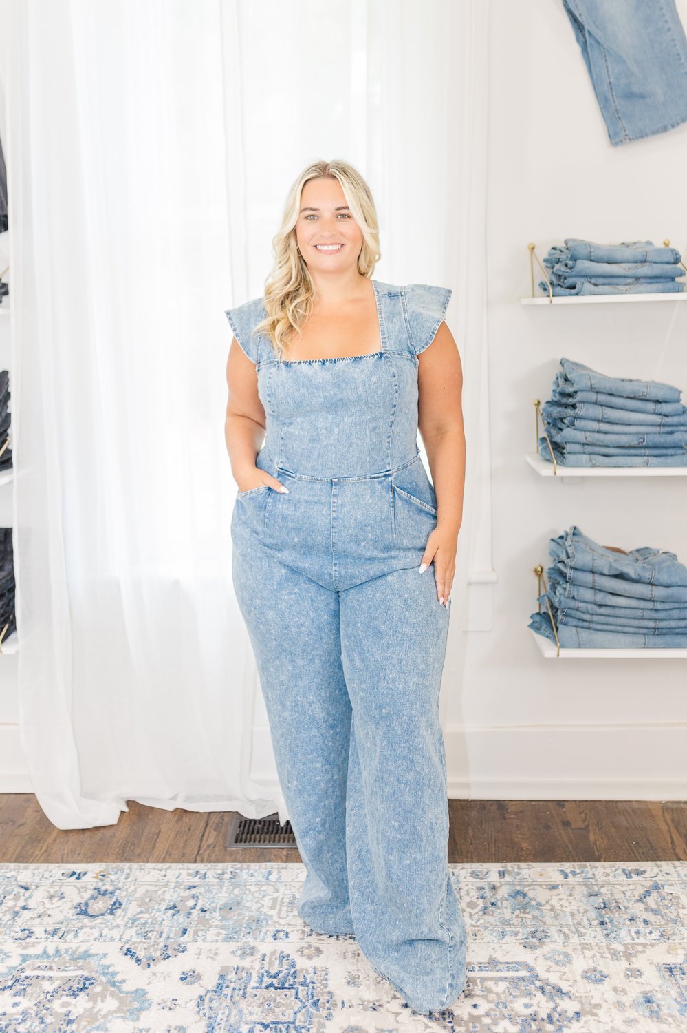 Marlow Ruffled Denim Jumpsuit