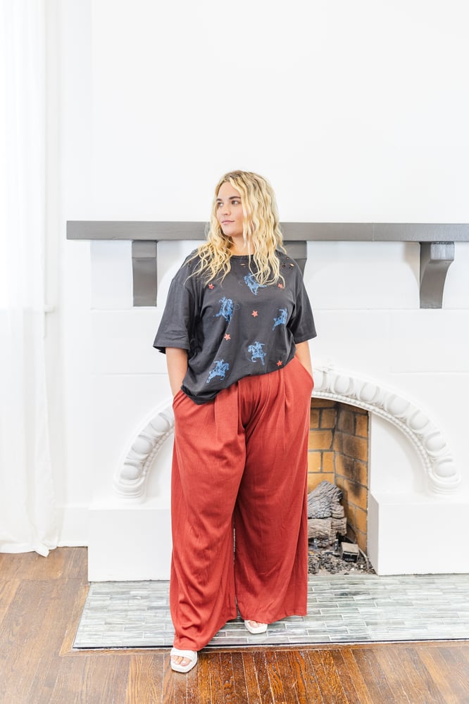 Stella Wide Leg Pants in Rust