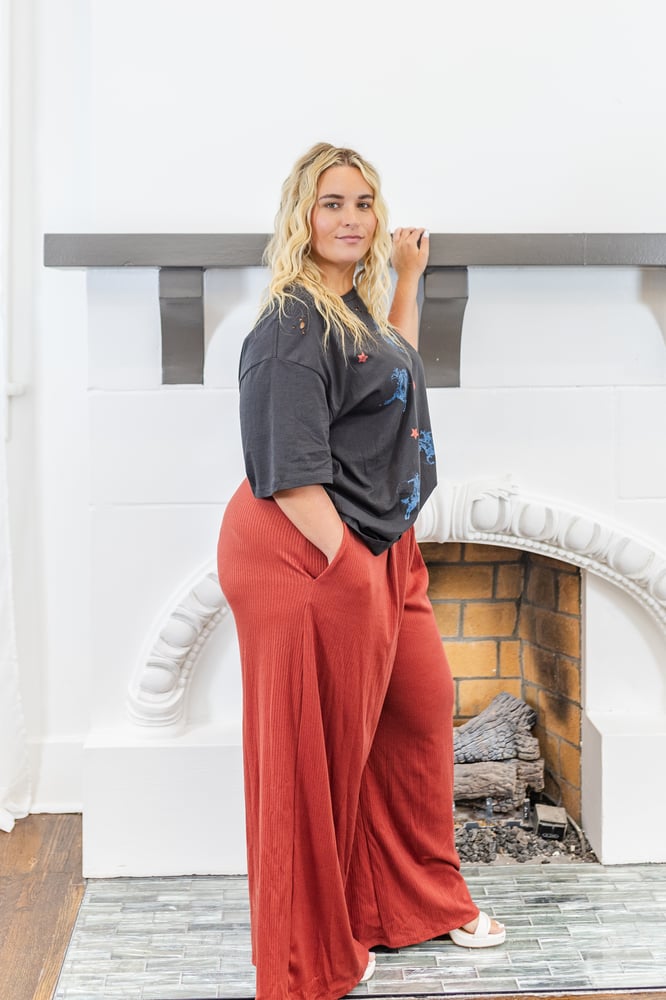 Stella Wide Leg Pants in Rust