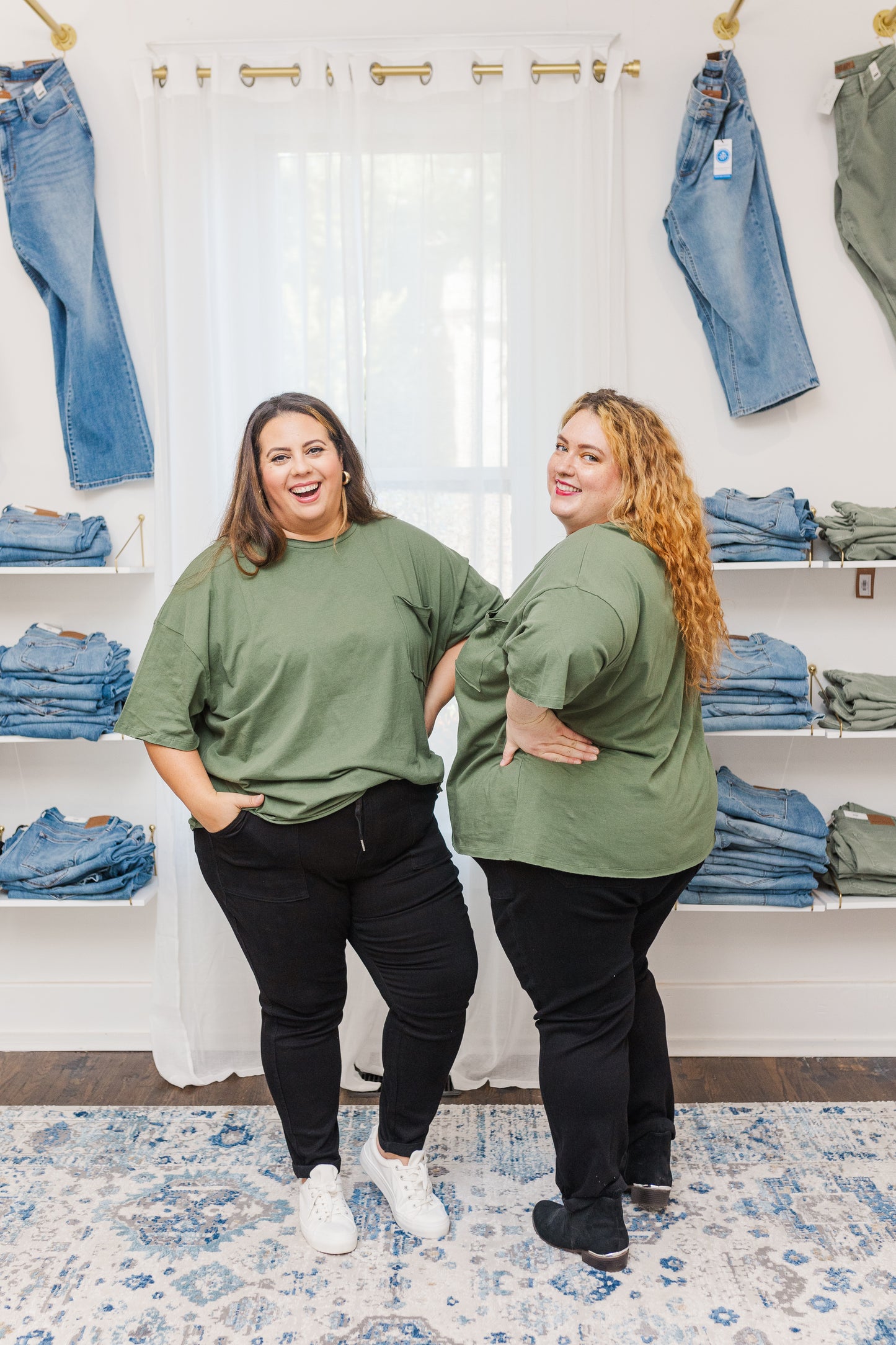 Lila Cotton Oversized Raw Edge Boyfriend Tee in Ash Olive