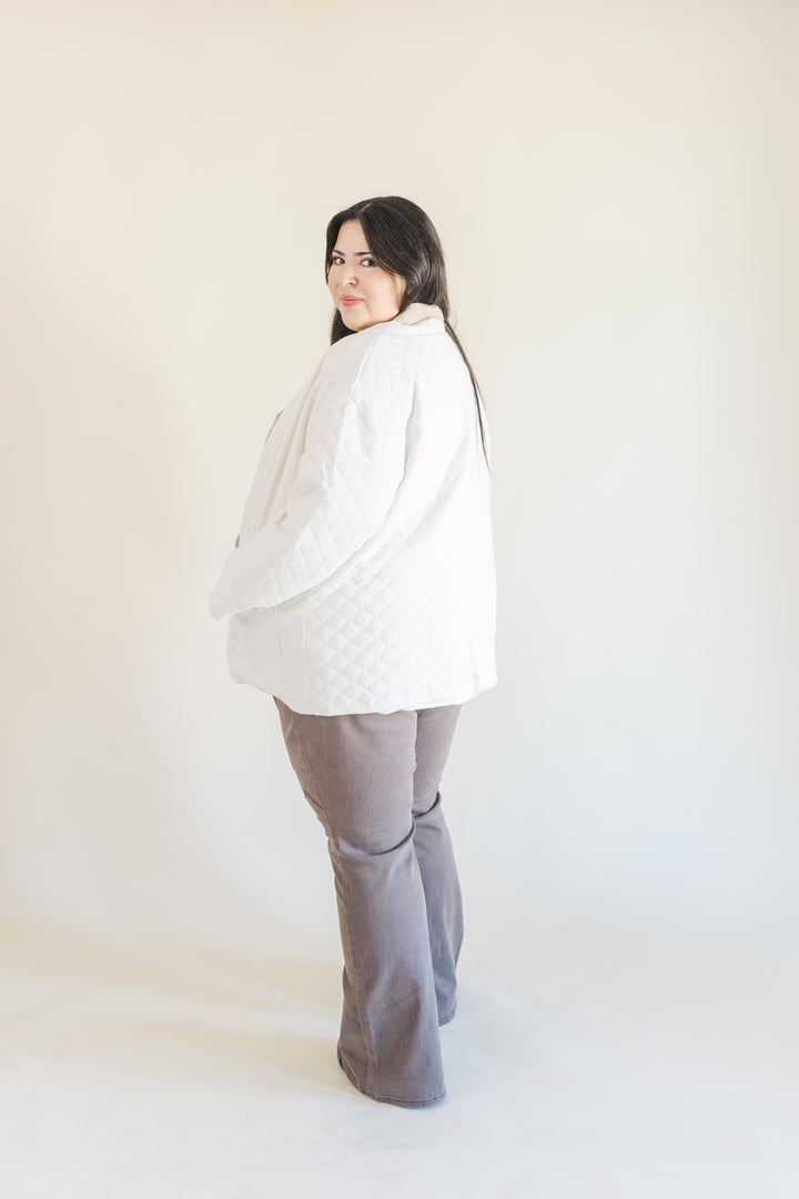 Fallon Quilted Cardigan in Ivory