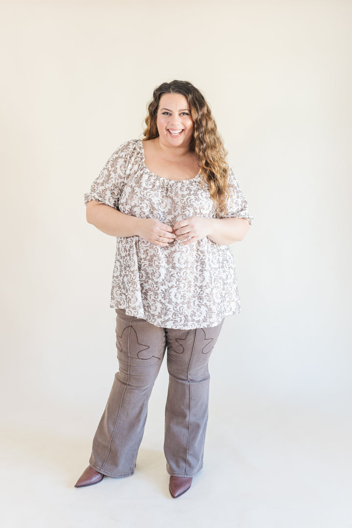 Lydia Off The Shoulder Shimmer Ruffle Sleeve Detail Blouse in Ivory