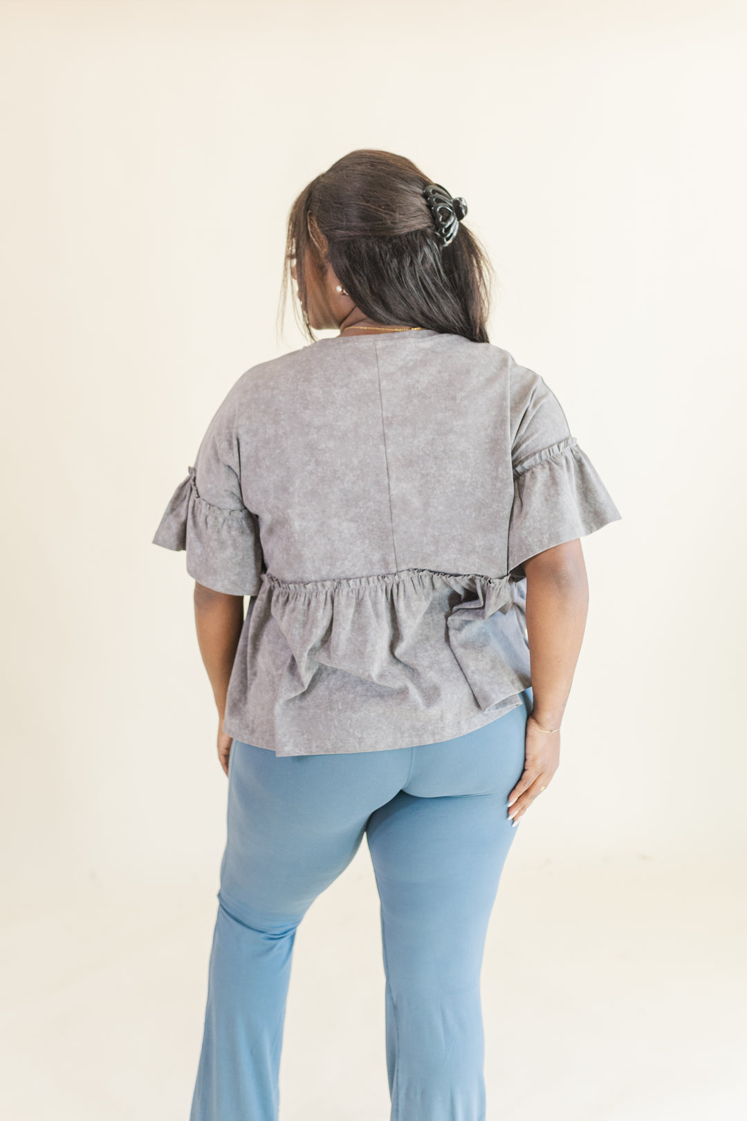 McKenna Babydoll Top in Charcoal