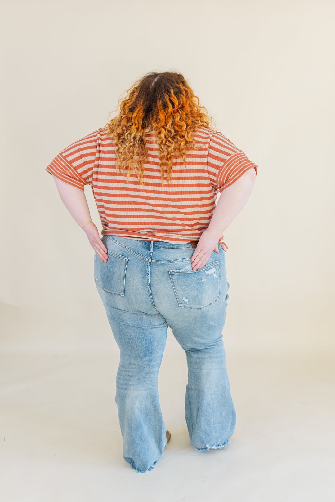 Piper Striped Pocket T-Shirt in Rust