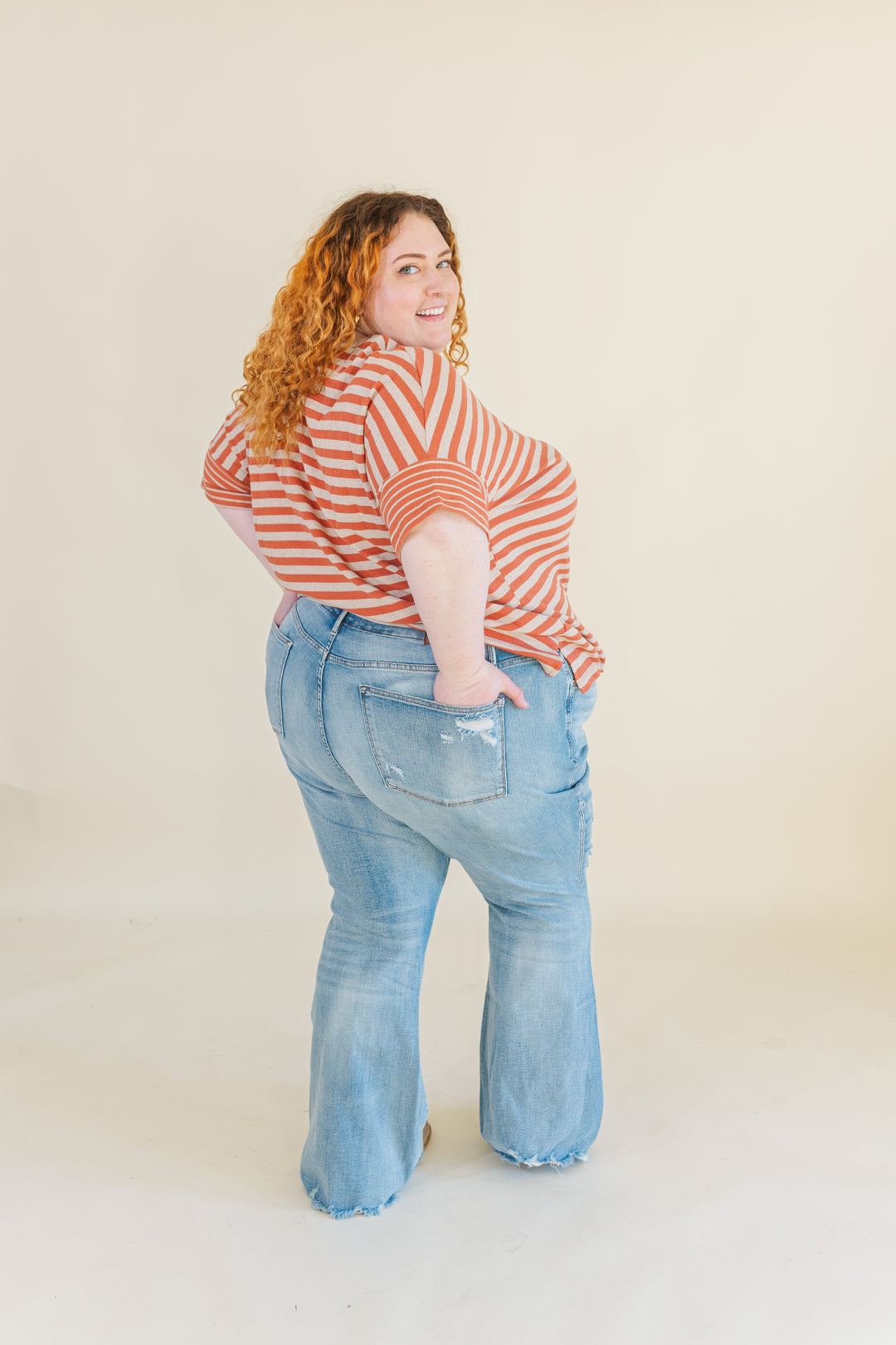 Piper Striped Pocket T-Shirt in Rust