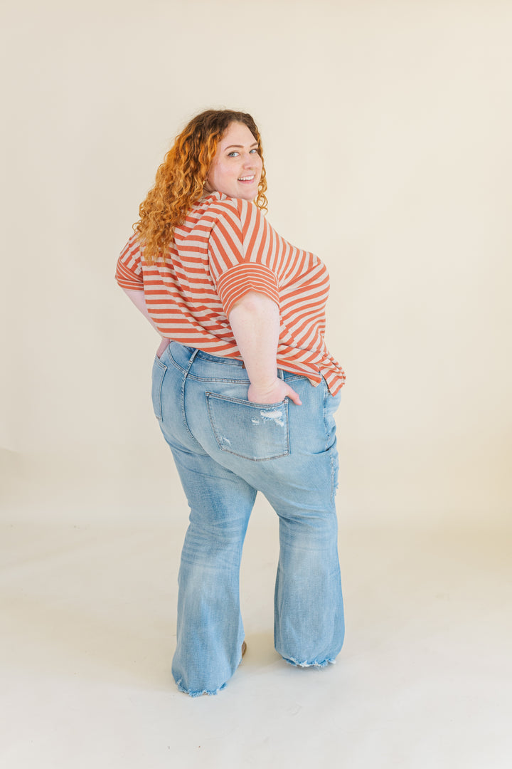 Piper Striped Pocket T-Shirt in Rust