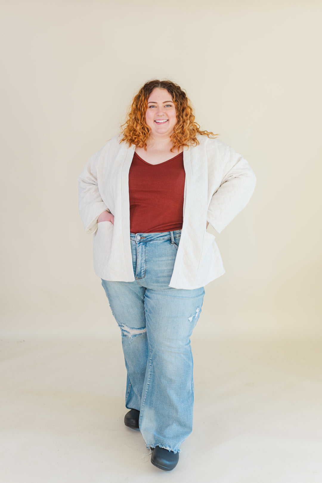 Fallon Quilted Cardigan in Ivory